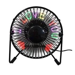 USB Programmable LED Desk Fan Justup Rgb Programmable Personal Table Cooling Fan 360ROTATION Rgb LED Display Memory Function Durable Metal Phrame 5 For Home