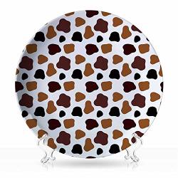 Cow Print Geometrical Colorful Art Print Plate Cow Skin Animal Abstract Spots Milk Dalmatian Barnyard Camouflage Dots For Home 6 Inch 7"INCH