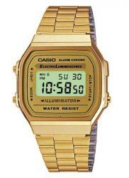 Casio A168WG-9WDF Retro Water Resistant Electronic Watch in Gold