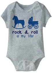 A&e Designs Rock & Roll Is My Life Funny Romper Infant Grey Baby Creeper Grey 18 Months