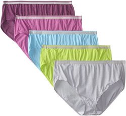 Fruit Of The Loom Women's Plus Size Fit For Me 5 Pack Microfiber Hi-cut Panties Assorted Heather 3X-LARGE 10