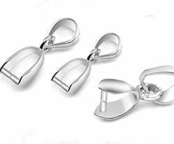 4PCS Genuine Sterling Silver Pendant Pinch Bail 16MM Connector Beads For Jewelry Craft Making SS73-4