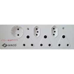 Multi-plug 1 Schuko Waco White 3X3 & 2X2 Pin