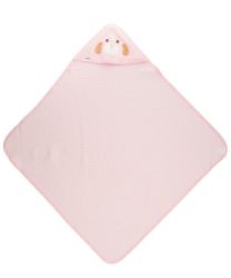 Hooded Baby Bath Towel Pink Hippos