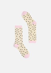 Cotton On Womens Novelty Socks - Ecru & Pink Polka