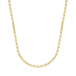Yellow Gold & Sterling Silver Classic 50CM Figaro Chain