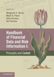 Handbook Of Financial Data And Risk Information I Volume 1 Hardcover New