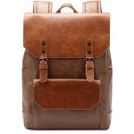 Black Faux Leather Backpack Purse College School Bookbag Weekend Travel Daypack LXY Vegan Leather Backpack Vintage Laptop Bookbag for Women Men