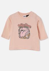 Cotton On Jamie Long Sleeve Tee - Lcn Br Peach Whip rolling Stones Tongue