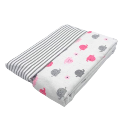 - 2 Pack Flannel Baby Receiving Blankets - Ellies & Stripes