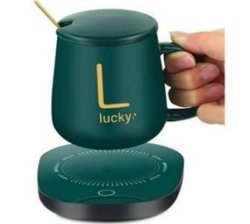 Classy Electric Coffee Warmer Coaster And Mug Set - Green