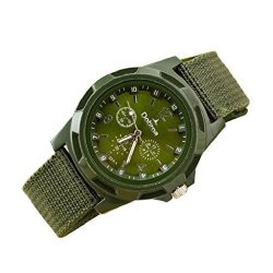 Mens Quartz Watch Hosamtel Men's Fashion Sport Braided Canvas Belt Watch Analog Wrist Watch Green