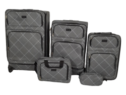 Smte - Fabric 5 Piece Luggage Set - Grey