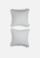 Sixth Floor Linen Cushion Cover Set - Light Grey
