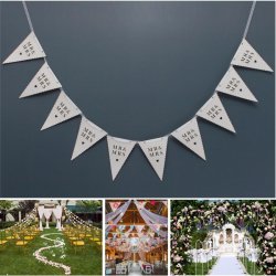 Mr & Mrs Triangle Shape Wedding Banner Confetti Garland Party Home Bunting Supplies