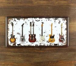 Decorative License Plate - Vintge Plate Signs "guitar Collection" Art Wall Decor