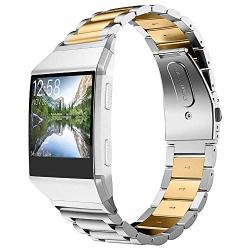 Banband Compatible With Fitbit Ionic Band Stainless Steel Metal Wristband Replacement Bracelet Strap For Fitbit Ionic Smart Watch Silver&gold