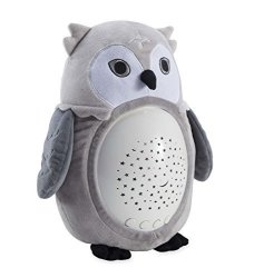 Magic Cabin Moonlight Soft Plush Owl Sound And Night Light Projector - 10 Nature Sounds And Heartbeat Rhythms - Colorful Star Lights - Auto