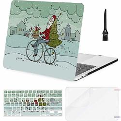 Laptop Cover Funny Cute Bicycle Santa Plastic Hard Shell Compatible Mac Air 11" Pro 13" 15" Macbook Air Covers Protection For Macbook 2016-2019 Version