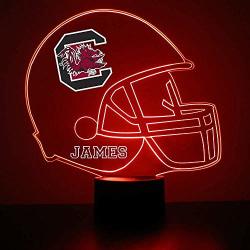 Mirror Magic Store Football Helmet LED Light lamp With Free Personalization - Features Licensed Decal And Remote South Carolina Gamecocks