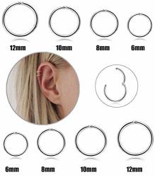 Fibo Steel 8 Pcs 6-12MM Stainless Steel 16G Cartilage Hoop Earrings For Men Women Nose Ring Helix Septum Couch Daith Lip Tragus Piercing Jewelry