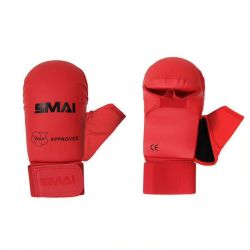 Red Wkf Approved Karate Mitts With Thumb Protection