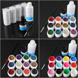 12 Color Uv Gel Cleanser Plus Top Coat Brush Nail Art Set