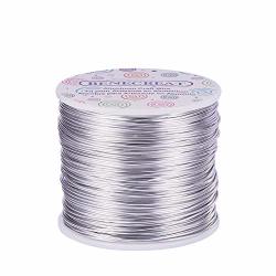 BENECREAT 12 17 18 Gauge Aluminum Wire 18 Gauge 492 Ft Anodized Jewelry Craft Making Beading Floral Colored Aluminum Craft Wire - Silver