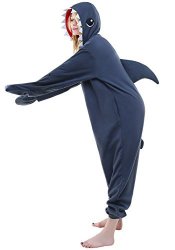 Adult Cosplay Costume Pajamas Animal Jumpsuit Outfit Anime Makeup Partywear-shark M