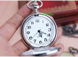 Smooth Silver Steel Pocket Watch