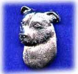 Silver Dog Brooch -staffordshire Terrier Head
