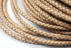 KONMAY 2 Yards 4.0mm Round Army Green Geneuine Braided Leather Cord Bolo Leather Cord