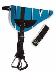 Equitem Bareback Pad With Black Wears And Fleece Bottom With Stirrups And 27 Girth Teal Blue