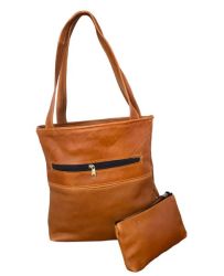 Genuine Leather Amanda Hand Bag And Makeup Bag Combo