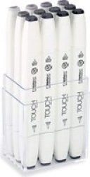 Touch Twin Brush Warm Grey Marker Pen Set 12 X Assorted Warm Grey Colours