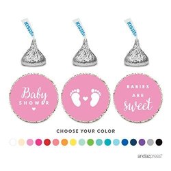 Andaz Press Chocolate Drop Labels Trio Fits Hershey's Kisses Baby Shower Pink 216-PACK