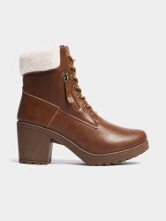 Women&apos S Tan Lace Up Heeled Boots