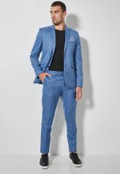 Superbalist 1-UP Slim Fit 2-BUTTON Double Vent Blazer - Blue Textured