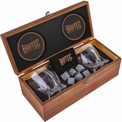 Whiskey Glass Gift Set Of 2 - Whisky Rocks Chilling Stones & 2 Bourbon Glasses - Perfect Gifts For Men - Large 10OZ Premium
