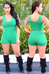 Fitness Gym Casual Jumpsuit Lb-l55204-1-6 - M Green Polyester+spandex