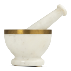 @home Mortar And Pestal Marble With Gold Rim