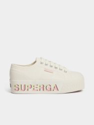 Superga Womens 2790 3D Lettering White pastel Sneakers