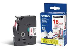 Brother TZ242 8m x 18mm Red on White Laminated Tape