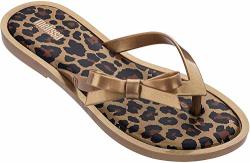 Melissa Womens Flip Flop Animal Sandal Gold Glitter Size 8
