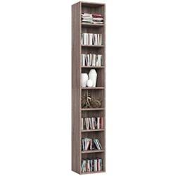 Homfa Cd DVD Storage Tower Rack 8-TIER Wooden Media Storage Organizer Cabinet Unit 71" Height Bookshelf Display Bookcase With Adjustable Shelves For