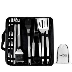 Braai Barbeque 20 Pieces Stainless Steel Tool Set Kit With Case + Natan Bag