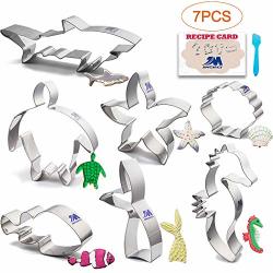 Under The Sea Cookie Cutter Set With Recipe 7 Piece Mermaid Cookie Cutter Seahorse Clownfish Starfish Turtle Mermaid Tail Shell Shark Ocean Creatures Cutter