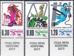 Israel 1975 Occupational Safety Unmounted Mint With Tab Complete Set Sg 592-4