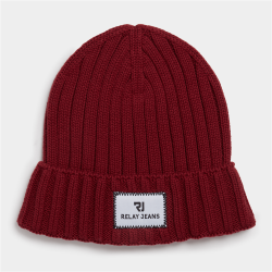 Men&apos S Wide Rib With Folder Over Cuff Red Beanie