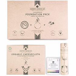 Cheese Makers Foundation Gift Pack - Organic Cheese Cloth - Dairy Thermometer - Ph Test Strips